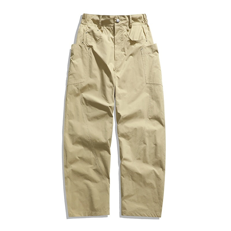 Herren Weite Workwear-Cargo-Hose mit hohem Bund, seitlichen Multi-Taschen & lässigem Baggy-Schnitt Echoarchiv