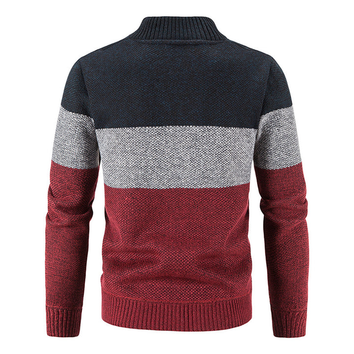 Herren Strickjacke mit modernem Zipper und karierter Innenausstattung Echoarchiv
