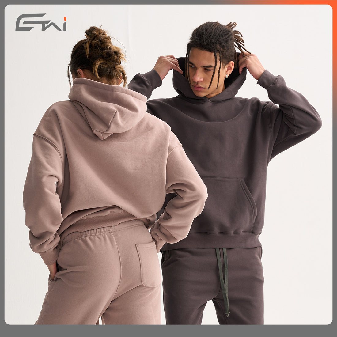 Unisex Oversize Baumwoll-Hoodie mit tiefer Schulterlinie und Kängurutasche Echo Archiv