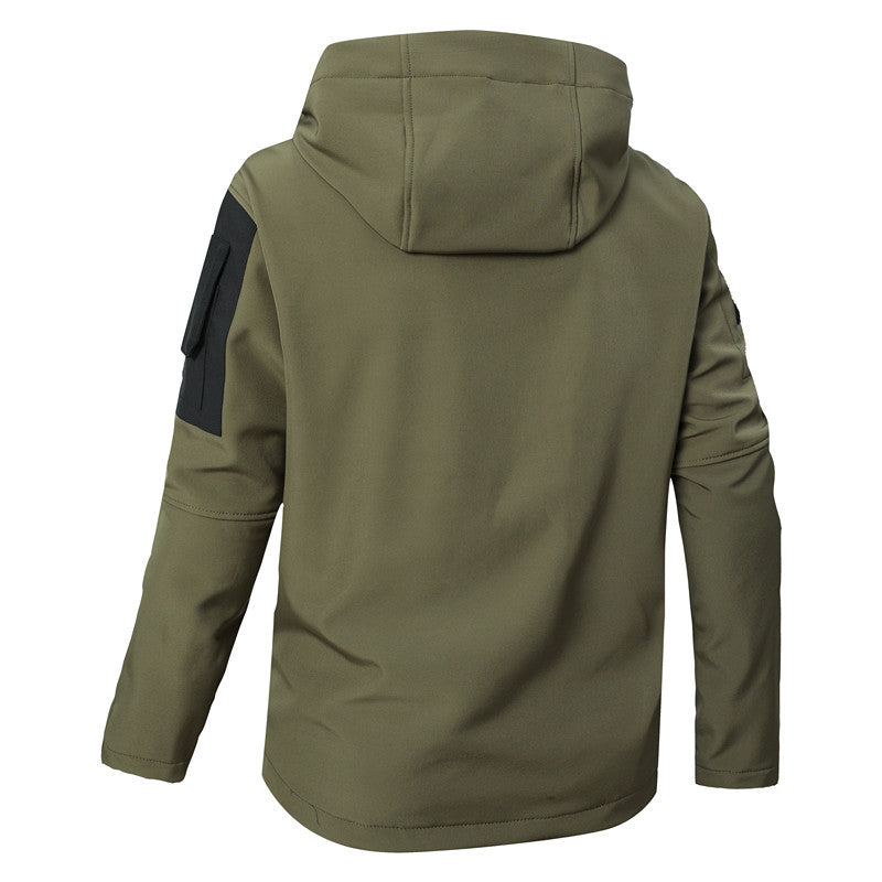 Herren Softshell-Tactical Jacke mit Fleece-Innenfutter, Kapuze und Multifunktionstaschen Echoarchiv