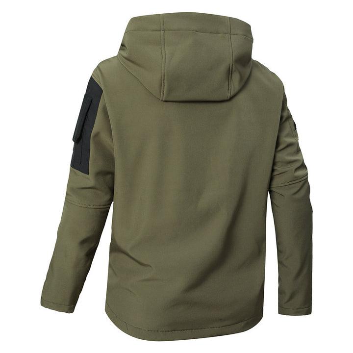 Herren Softshell-Tactical Jacke mit Fleece-Innenfutter, Kapuze und Multifunktionstaschen Echoarchiv