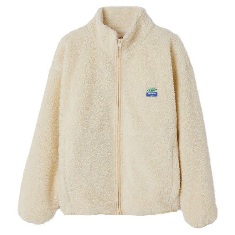 Damen Plüschjacke mit hohem Kragen und seitlichen Taschen Echoarchiv