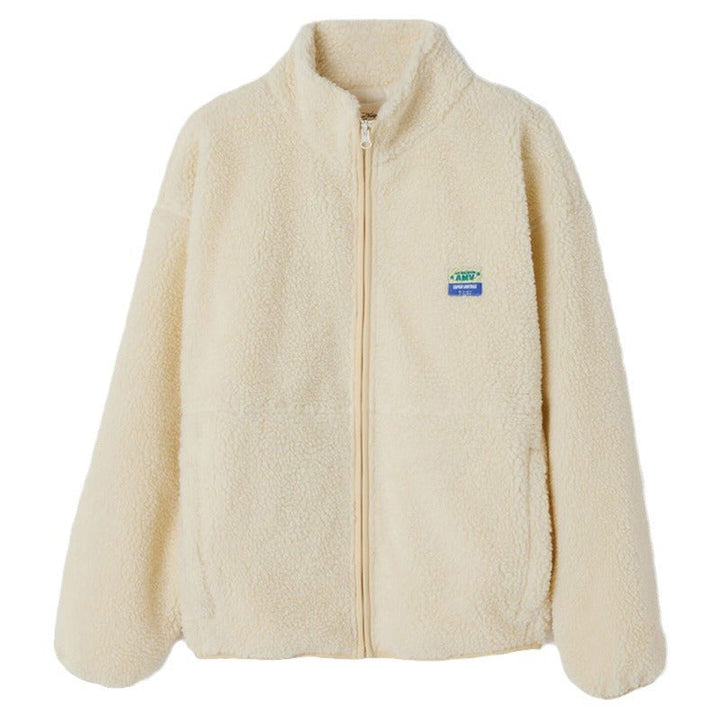 Damen Plüschjacke mit hohem Kragen und seitlichen Taschen Echoarchiv