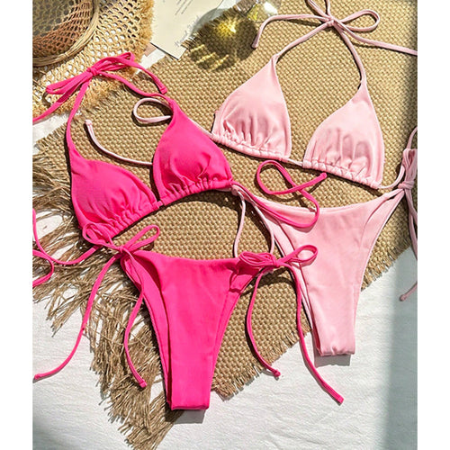 Damen Triangel-Bikini-Set mit regulierbaren Bindebändern und gefüttert Echo Archiv