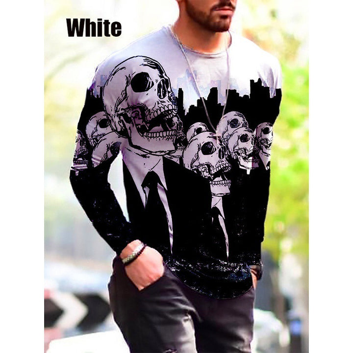Herren Langarm-T-Shirt mit kreativem Halloween-Druck Echoarchiv