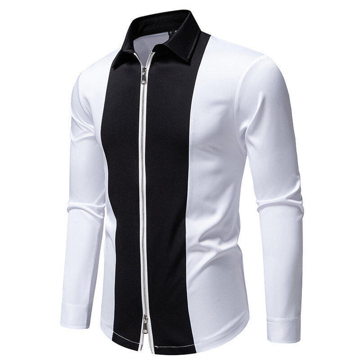 Herren Sportliches Langarmshirt mit modernem Reißverschluss und kontrastierenden Farben Echoarchiv