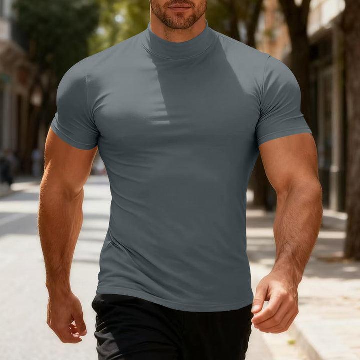 Herren Sportliches Kurzarm-T-Shirt mit hohem Kragen Echoarchiv