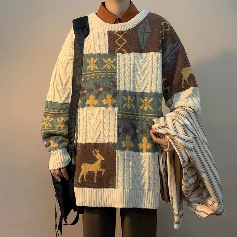 Damen gemusterter Grobstrickpullover Echoarchiv