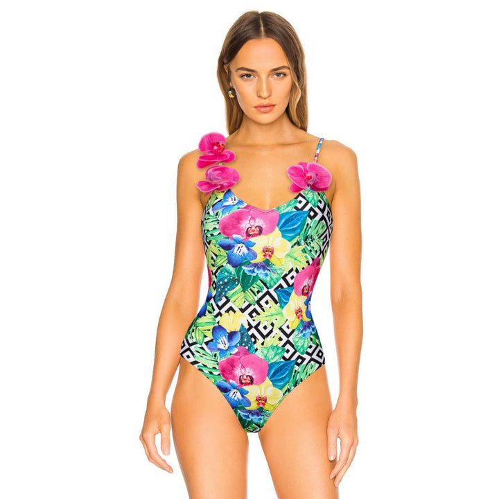 Damen Blumenmuster Badeanzug und Rock Set Echo Archiv
