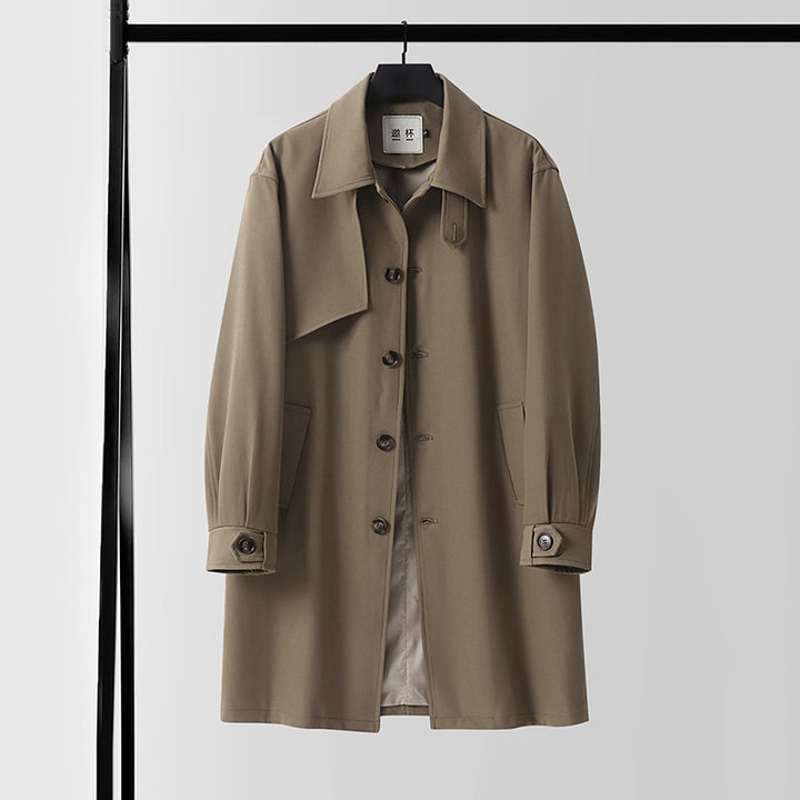 Herren Moderner wasserabweisender Trenchcoat mit verdeckter Knopfleiste und Passformoptimierung Echoarchiv