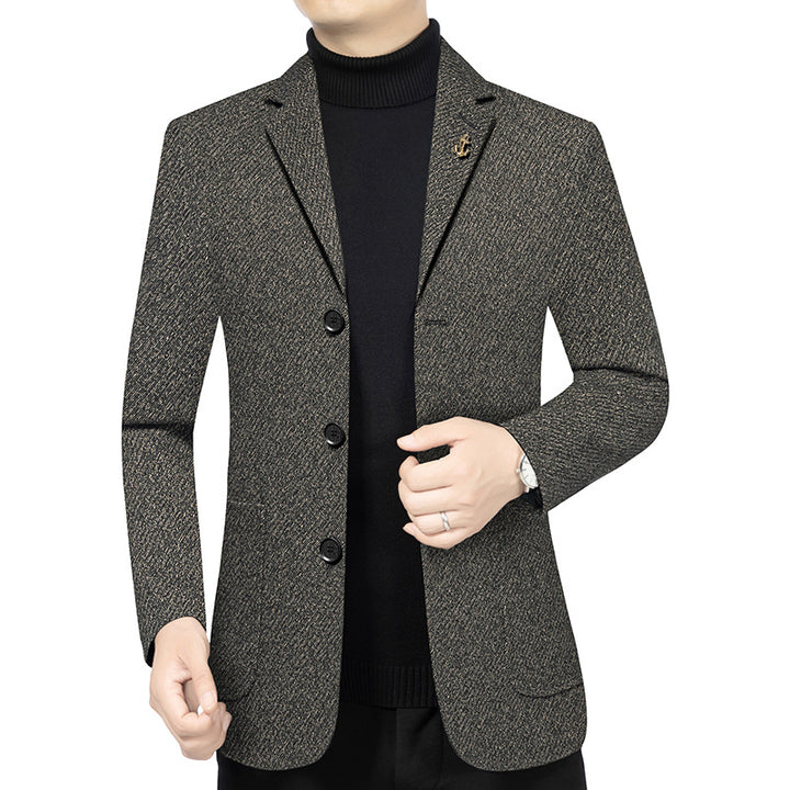 Herren Modernes Einreihiges City-Blazer mit aufgesetzten Taschen und leichter Halbfütterung – Tianoro