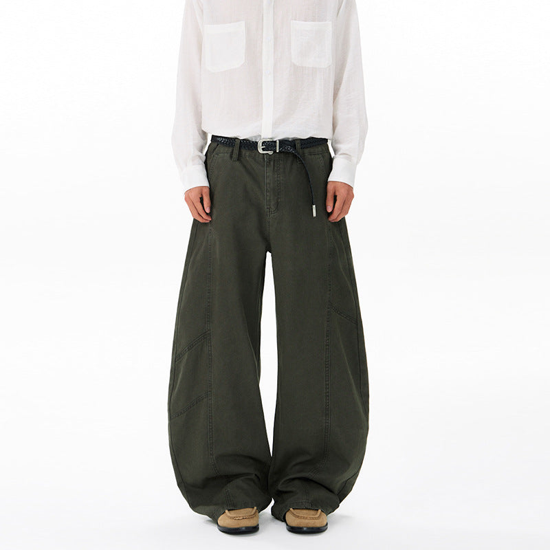 Herren Weite Twill-Palazzo-Hose mit tiefem Schritt und verstärkten Nähten Echo Archiv
