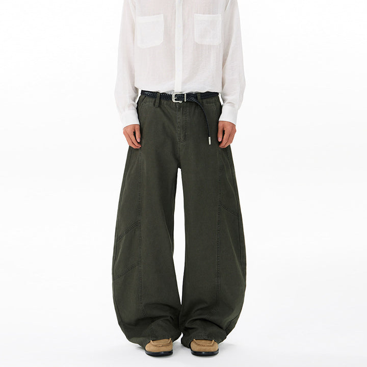 Herren Weite Twill-Palazzo-Hose mit tiefem Schritt und verstärkten Nähten Echo Archiv