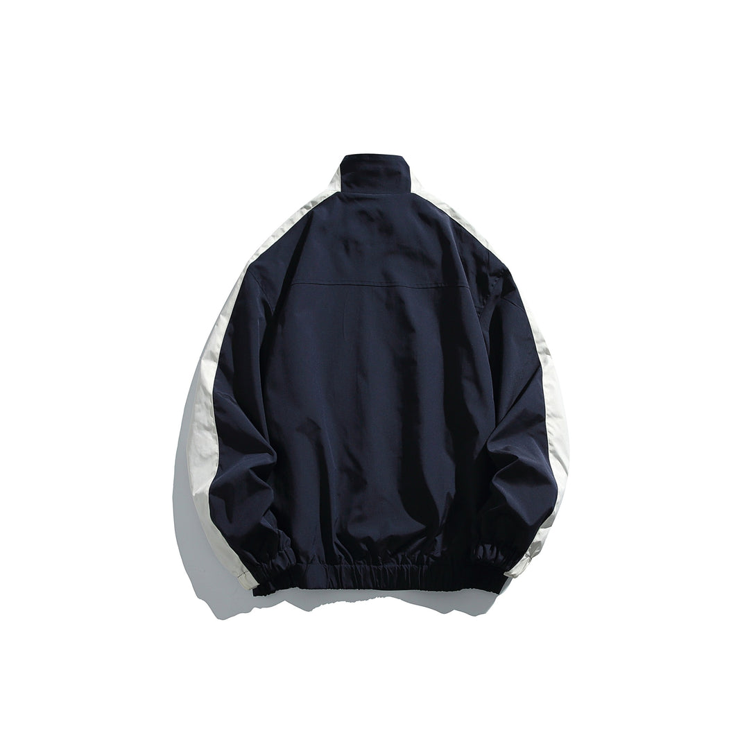 Unisex Sportive Trackjacke im Retro‑Windbreaker‑Design mit Stehkragen und Kontraststreifen Echoarchiv