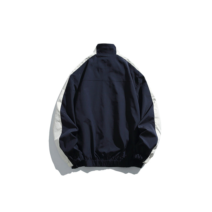Unisex Sportive Trackjacke im Retro‑Windbreaker‑Design mit Stehkragen und Kontraststreifen Echoarchiv