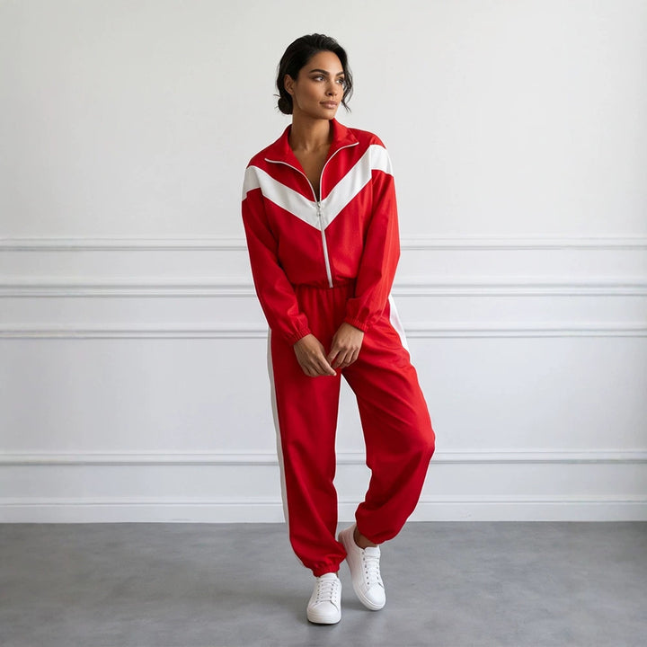Damen Retro-Trainingsanzug mit Reißverschlussjacke und elastischer Bundhose Echoarchiv