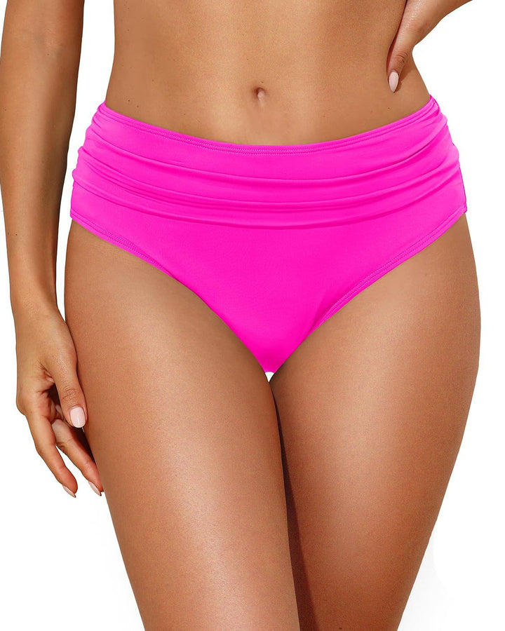 Damen Hochtaillierte Bikinihose mit eleganter Raffung Echo Archiv