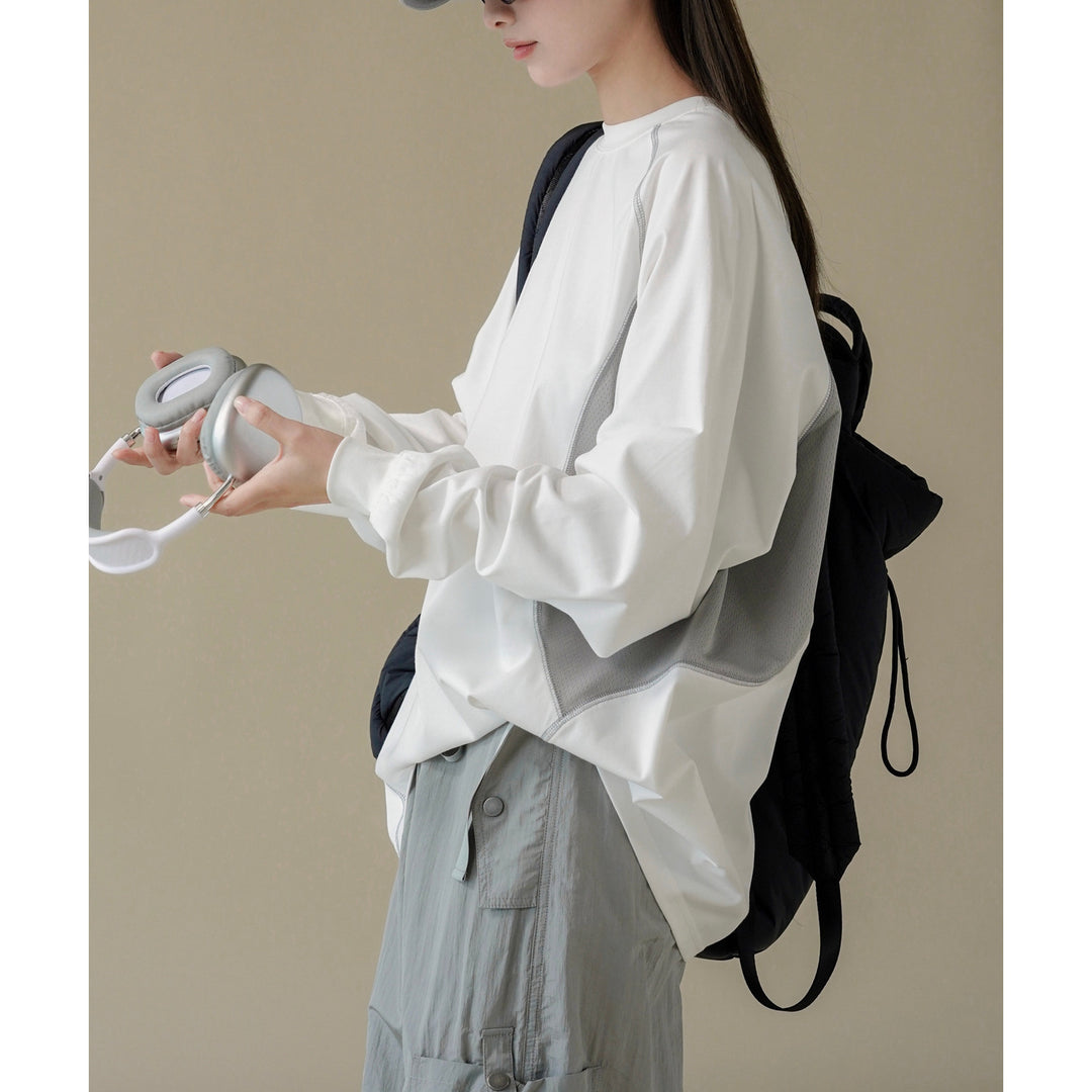 Damen Oversized Sweatshirt mit Raglan-Nähten und Kontrast-Mesh-Einsätzen Echoarchiv