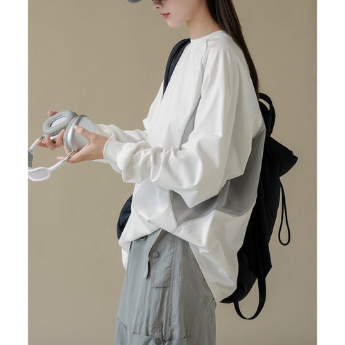 Damen Oversized Sweatshirt mit Raglan-Nähten und Kontrast-Mesh-Einsätzen Echoarchiv