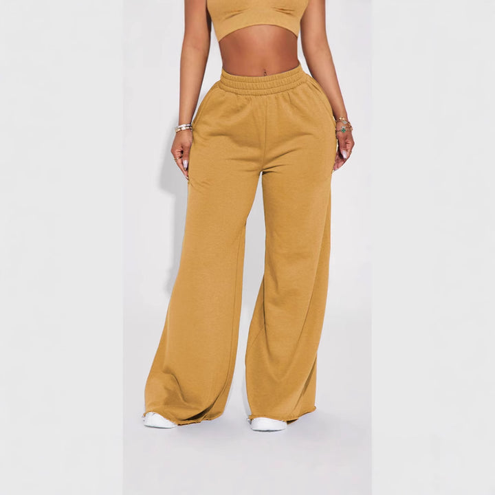 Damen weite High-Waist Loungehose mit elastischem Bund und praktischen Seitentaschen – Avélisse