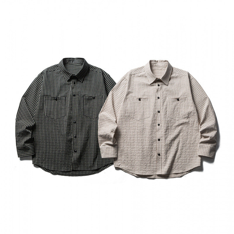 Herren Boxy-Overshirt aus leichter Baumwollmischung mit feinem Karomuster und Brustklappentaschen Echo Archiv