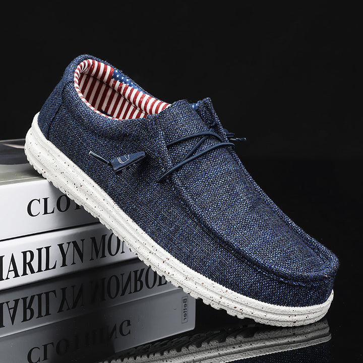 Unisex nan melierter Strick-Mokassin-Slipper mit elastischem Kordelzug und gedämpfter EVA-Laufsohle Echo Archiv