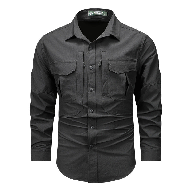 Herren nan strukturiertes Overshirt aus atmungsaktivem Ripstop mit zwei Klappbrusttaschen Echo Archiv