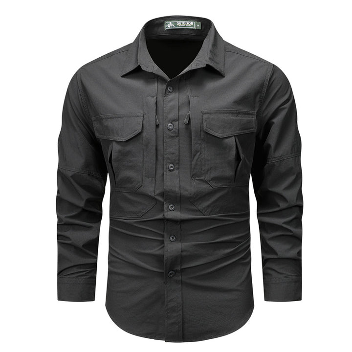 Herren nan strukturiertes Overshirt aus atmungsaktivem Ripstop mit zwei Klappbrusttaschen Echo Archiv