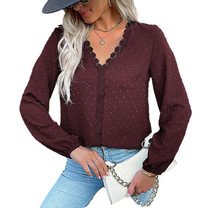 Damen Elegante Bluse mit Rüschendetails und Spitzenakzent Echo Archiv
