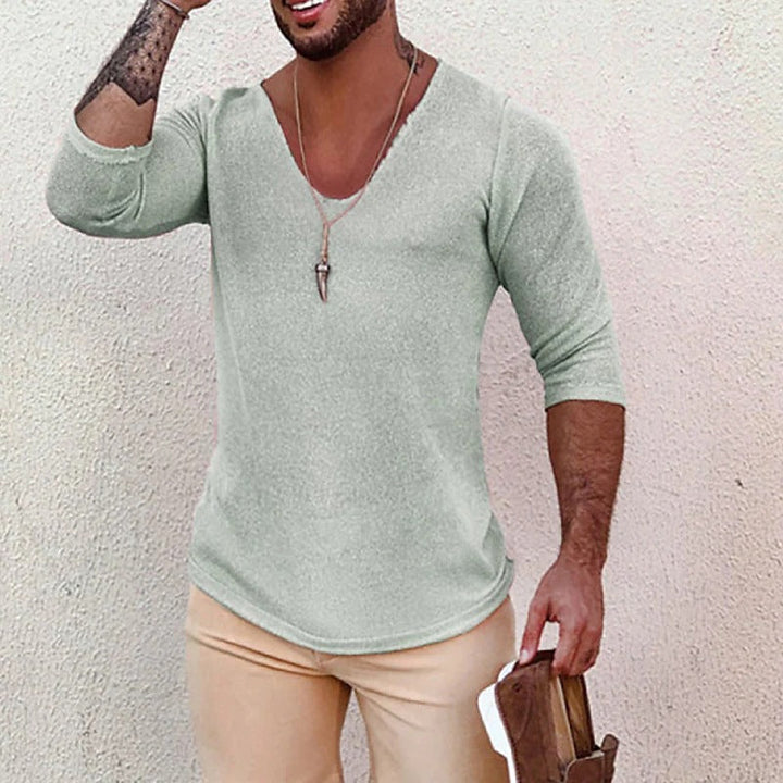 Herren V-Ausschnitt Shirt mit innovativem Strukturdesign Echoarchiv