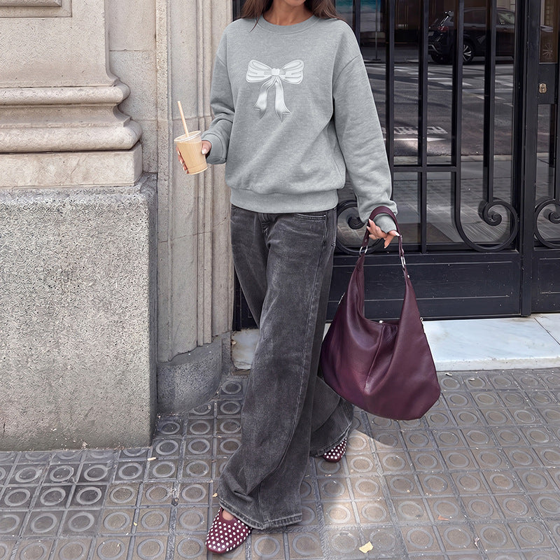 Damen Bequemer Sweatshirt mit Schleifenmotiven Echo Archiv
