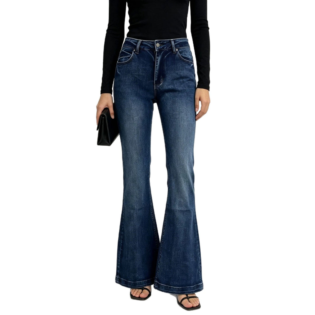 Damen nan High-Waist Flared-Jeans mit taillierendem Bund und weitem Schlag Echo Archiv