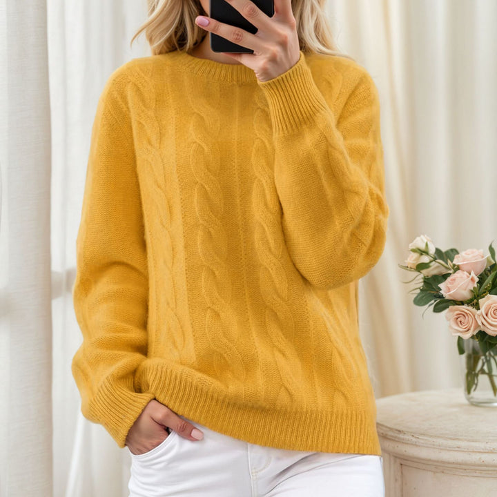 Damen nan kuscheliger Zopfstrickpullover mit Rundhalsausschnitt Echo Archiv