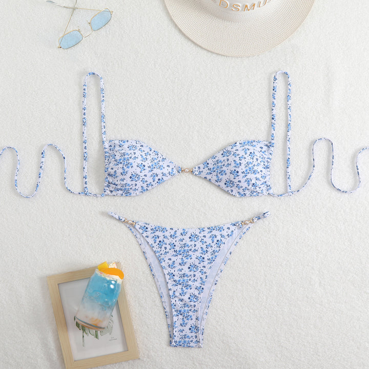 Damen Triangel-Bikini mit verstellbaren Trägern und elegantem Blumendruck Echo Archiv