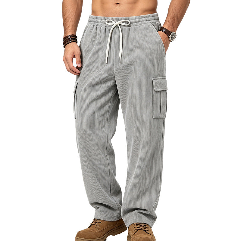Herren Lässige Cord-Cargo-Hose mit elastischem Bund und Kordelzug Echoarchiv