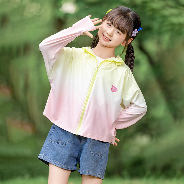 Damen nan leichte Kinder-Sonnenschutzjacke mit Kapuze Echo Archiv