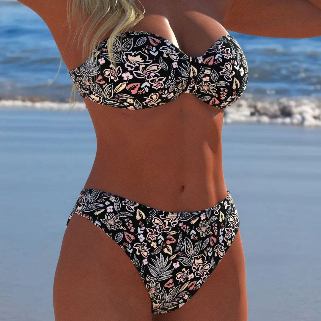 Damen Bikini-Set mit elegantem Strapless-Oberteil und hohem Taillenbund Echo Archiv