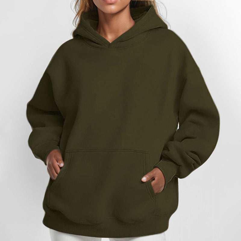 Damen nan extralanges Oversize Kapuzen-Sweatshirt mit Kängurutasche, weichem Fleece-Innenfutter und überschnittener Schulter Echo Archiv