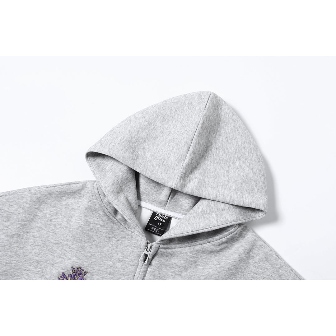 Unisex Kapuzen‑Zipjacke mit gestickten Wappen und Frontprint Echoarchiv