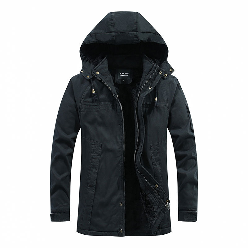 Herren Outdoor-Canvasparka mit abgenähter Kapuze, wärmender Teddyfleece-Innenlage und verdecktem Zweiwege-Reißverschluss Echo Archiv