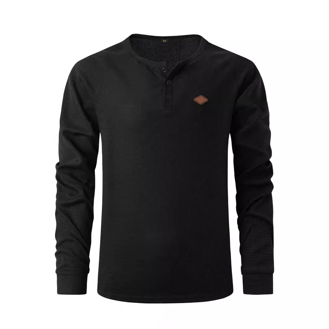 Herren Langarmshirt mit Knopfleiste und strukturiertem Design Echoarchiv