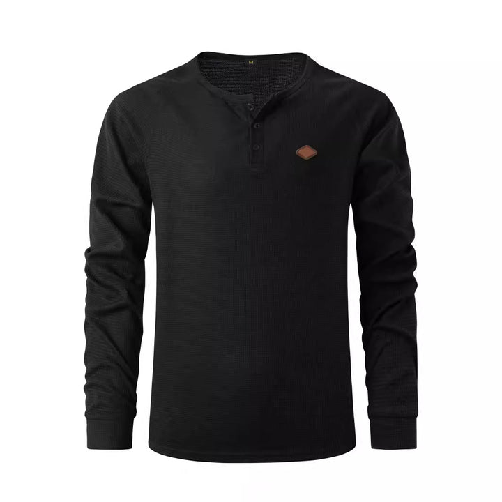Herren Langarmshirt mit Knopfleiste und strukturiertem Design Echoarchiv