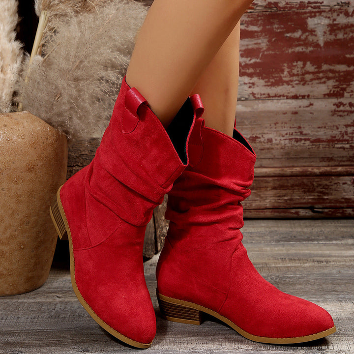 Damen Stiefel im lässigen Wildleder-Look mit elastischem Schaft und bequemem Blockabsatz – Lioré