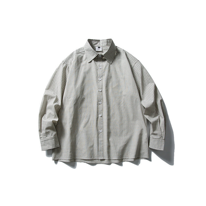 Unisex Boxy-Hemd mit feinem Karo, Kentkragen und entspanntem Oversize-Schnitt Echoarchiv