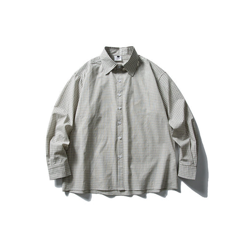 Unisex Boxy-Hemd mit feinem Karo, Kentkragen und entspanntem Oversize-Schnitt Echoarchiv