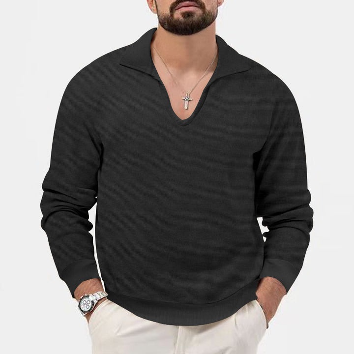Herren modischer V-Ausschnitt Pullover mit strukturiertem Design Echoarchiv