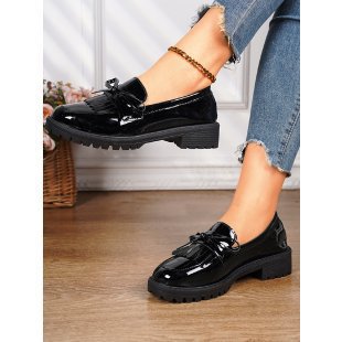 Damen nan Lackleder-Quasten-Loafer mit Fransenblatt und profilierter Gummisohle Echo Archiv