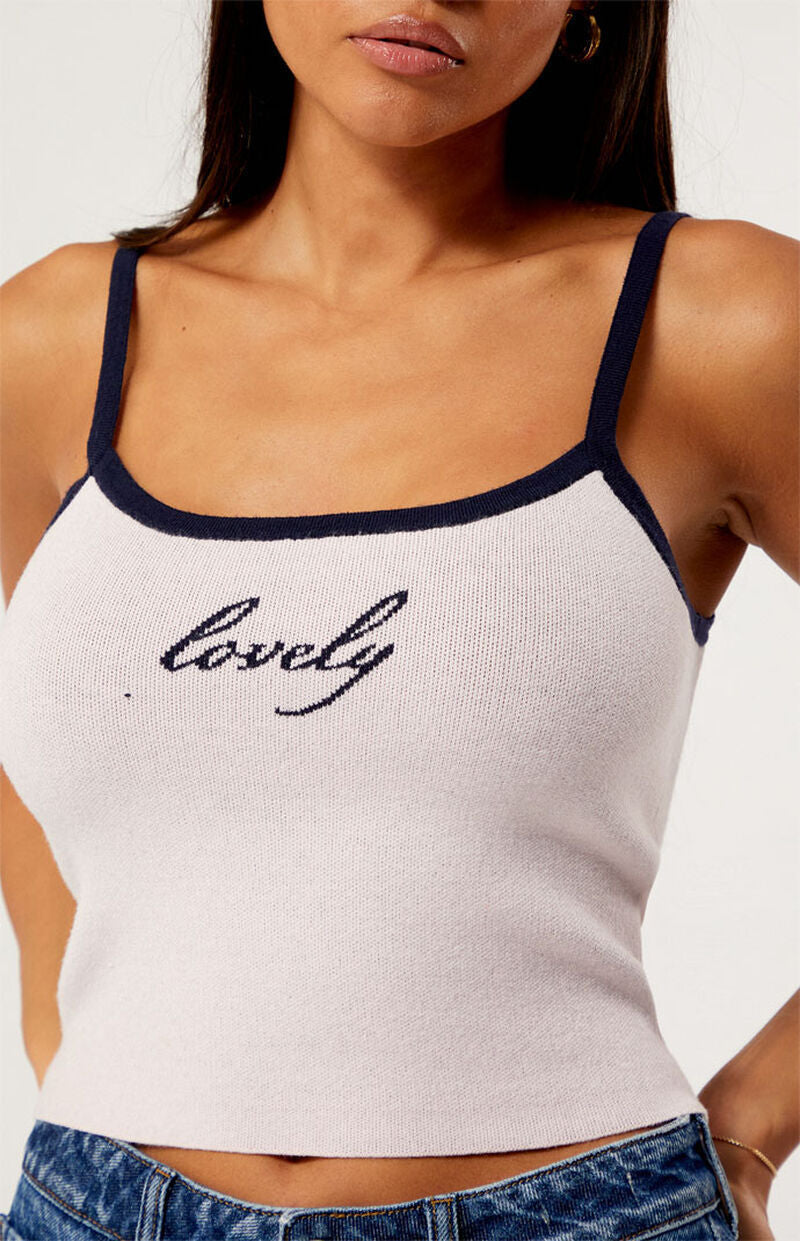 Damen Figurbetontes Crop-Top mit edlem Schriftzug Echo Archiv