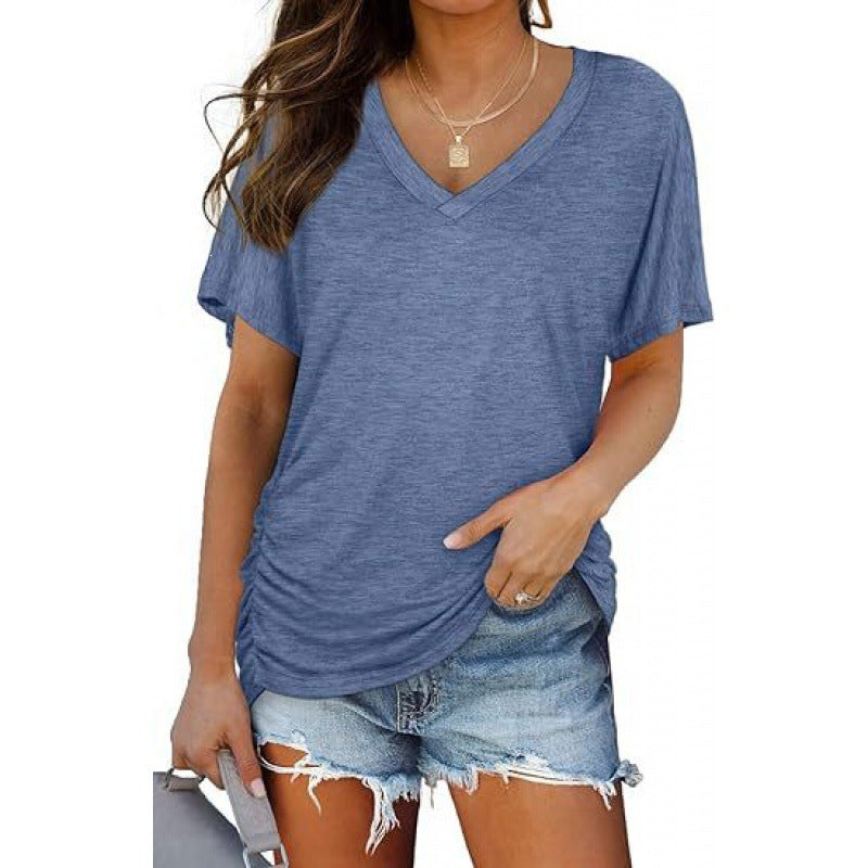 Damen V-Ausschnitt T-Shirt Aus Weichem Single Jersey Echoarchiv