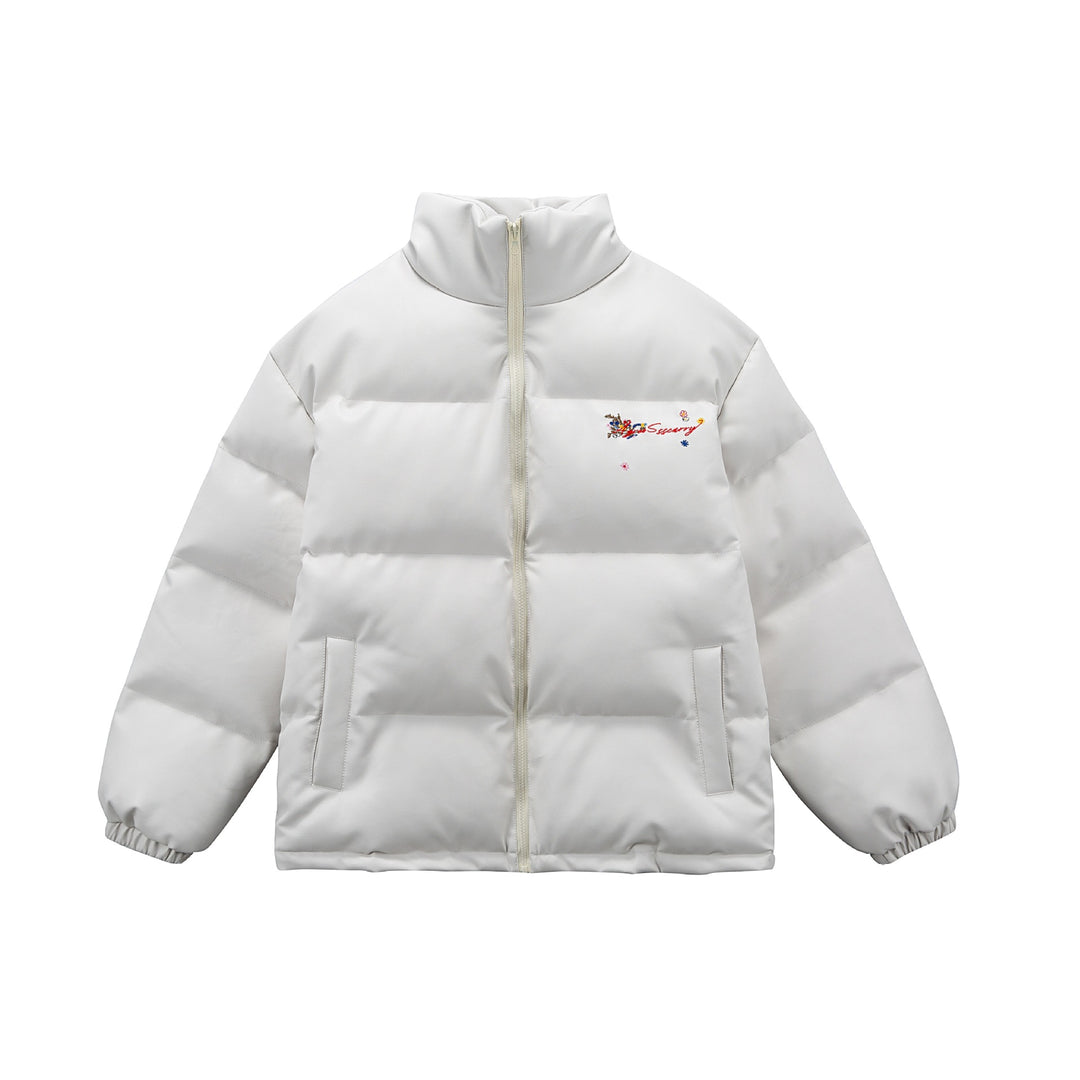 Damen Wattierte Kurzjacke mit floraler Stickerei und hohem Stehkragen Echoarchiv